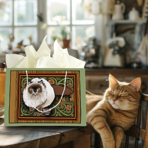Bolsa De Regalo Grande Gato Siamés de Bienvenida Esponjoso Ratón Vintage