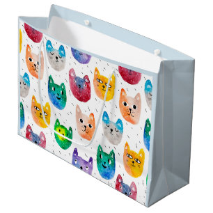 Bolsa De Regalo Grande Gatos a la acuarela y amigos
