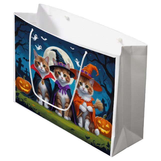 Bolsa De Regalo Grande Gatos abisinos Calabaza Halloween Gracioso (Angulo Anverso)
