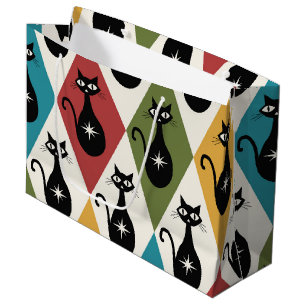 Bolsa De Regalo Grande Gatos atómicos de mediados de siglo sobre diamante