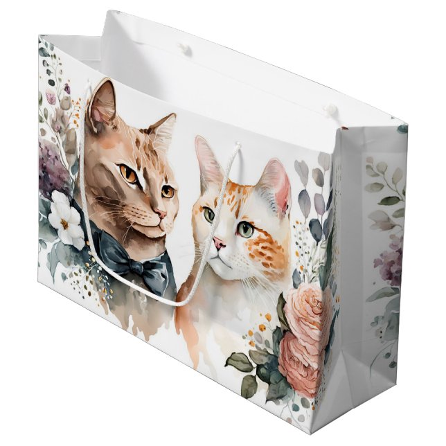 Bolsa De Regalo Grande Gatos bodas En Flores (Angulo Anverso)