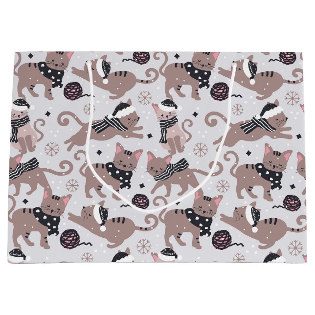 Bolsa De Regalo Grande Gatos de invierno (Anverso)