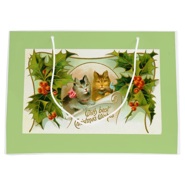 Bolsa De Regalo Grande gatos de Navidad (Anverso)