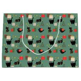 Bolsa De Regalo Grande Gatos divertidos de Navidad