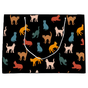 Bolsa De Regalo Grande Gatos en negro