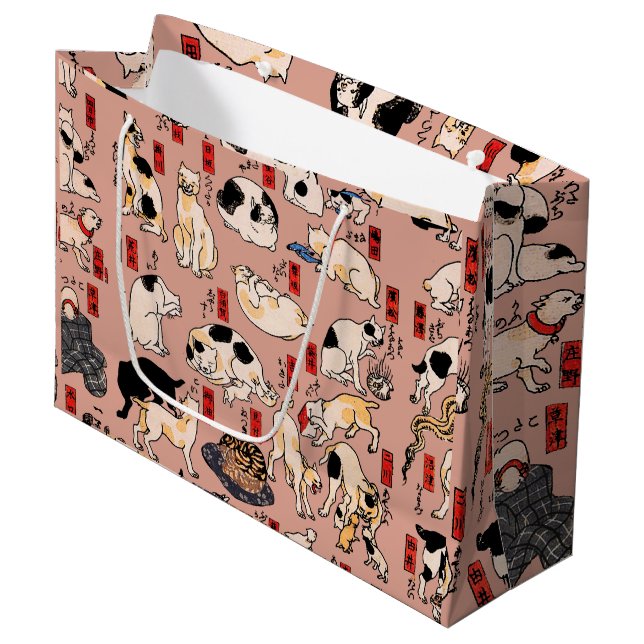 Bolsa De Regalo Grande gatos japoneses Ukiyo-e Funny kitty (Angulo Anverso)