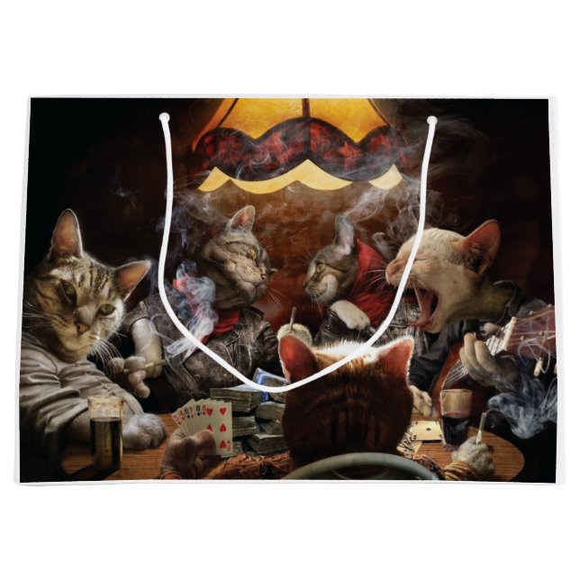 Bolsa De Regalo Grande Gatos jugando al póquer (Anverso)