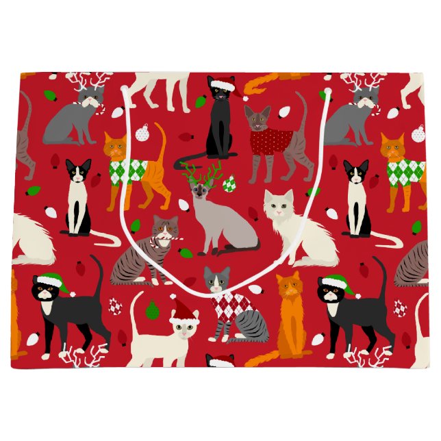 Bolsa De Regalo Grande Gatos navidades (Anverso)