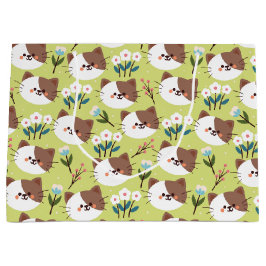 Bolsa De Regalo Grande Gatos y flores