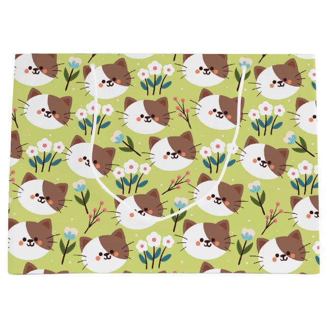 Bolsa De Regalo Grande Gatos y flores (Anverso)
