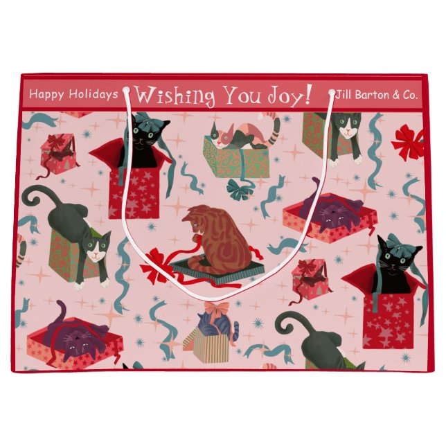 Bolsa De Regalo Grande Gatos y Navidades divertidos Personalizado grande (Anverso)