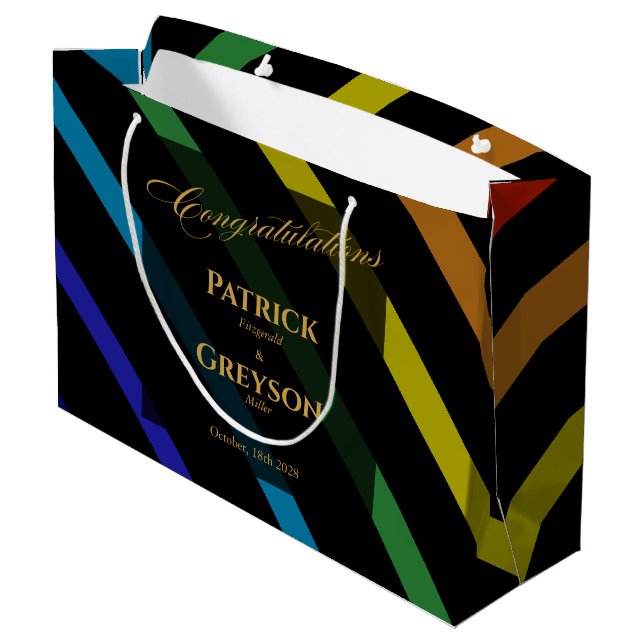 Bolsa De Regalo Grande Gay Men Wedding Elegant Rainbow (Angulo reverso)