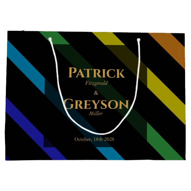 Bolsa De Regalo Grande Gay Men Wedding Elegant Rainbow (Reverso)