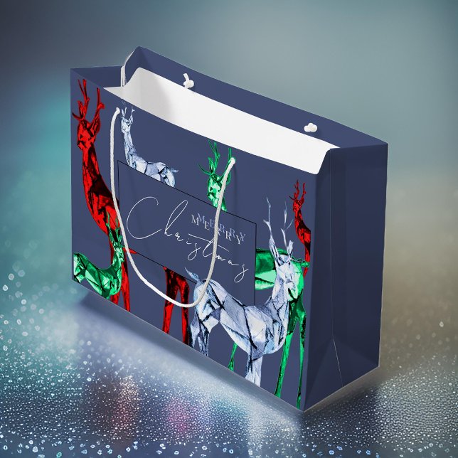 Bolsa De Regalo Grande Gemstone Crystal Reindeer Feliz Navidad (Subido por el creador)