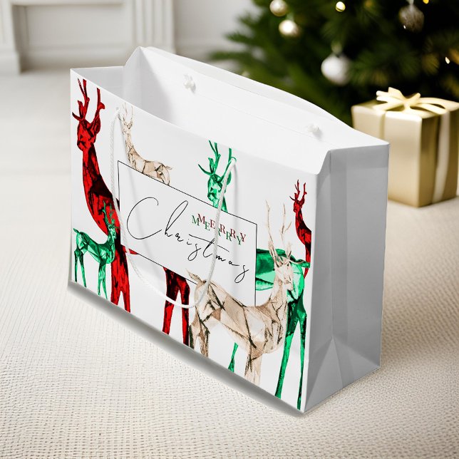 Bolsa De Regalo Grande Gemstone Crystal Reindeer Feliz Navidad (Subido por el creador)