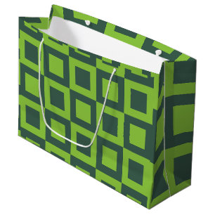 Bolsa De Regalo Grande Geométrico de cuadrados verdes