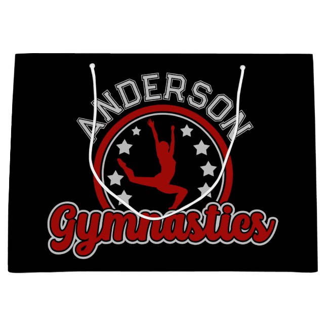 Bolsa De Regalo Grande Gimnasia AGREGAR NOMBRE Gimnasta Salto en el vacío (Anverso)