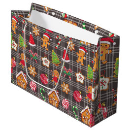 Bolsa De Regalo Grande Gingerbread Baby with Christmas Hat, Xmas Tree