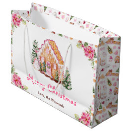 Bolsa De Regalo Grande Gingerbread House Pink Merry Christmas