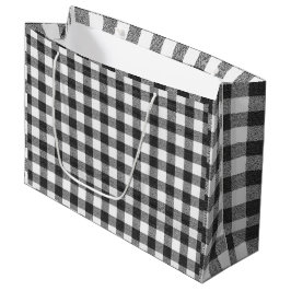 Bolsa De Regalo Grande Gingham de cuadros negro y blanco Rustic Farmhouse