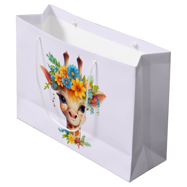 Bolsa De Regalo Grande Giraffe cutánea con corona floral (Angulo Anverso)