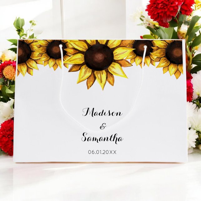 Bolsa De Regalo Grande Girasol Boda Amarillo Blanco   (Subido por el creador)
