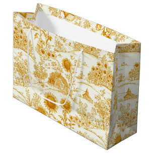 Bolsa De Regalo Grande Girasoles Campo Toile Amarillo Vintage