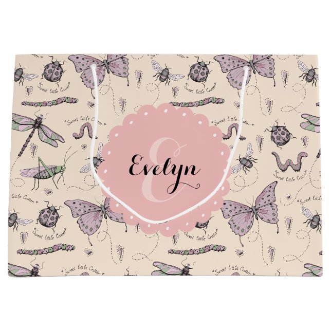 Bolsa De Regalo Grande Girly Cream Rubor dulce Personalizado de criadores (Anverso)