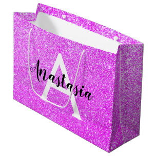 Bolsa De Regalo Grande Girly Glam Purpurina púrpura esparkles Monograma N