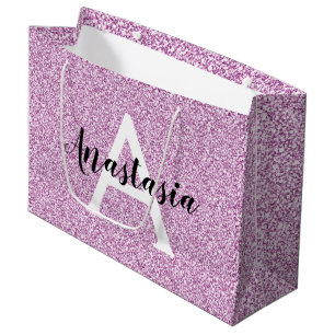 Bolsa De Regalo Grande Girly Glam Purpurina púrpura esparkles Monograma N