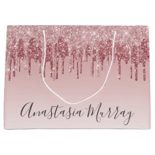 Bolsa De Regalo Grande Girly Glam Rubor Rosa Rosa Rosa Rosa Purpurina de