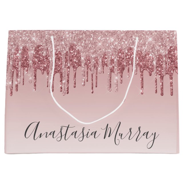 Bolsa De Regalo Grande Girly Glam Rubor Rosa Rosa Rosa Rosa Purpurina de  (Anverso)