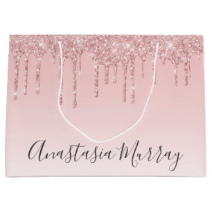 Bolsa De Regalo Grande Girly Glam Rubor Rosa Rosa Rosa Rosa Purpurina de