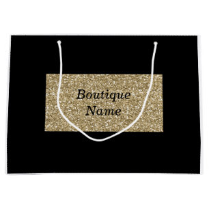 Bolsa De Regalo Grande Glam Black and Gold Purpurina Boutique Name