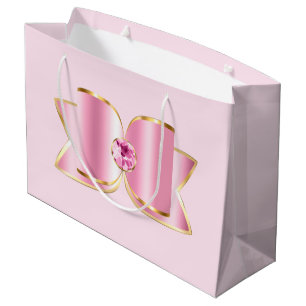 Bolsa De Regalo Grande Glam Bow rosa con piedra angular