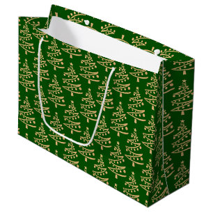 Bolsa De Regalo Grande Glam Green moderno y Faux Gold Christmas Tree