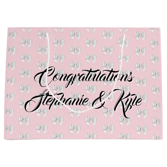 Bolsa De Regalo Grande Glam Pink Nombre personalizado Tiffany Felicitacio (Anverso)