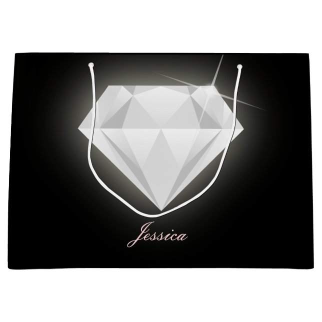 Bolsa De Regalo Grande Glam Sparkle Solitaire Diamond Black  (Anverso)