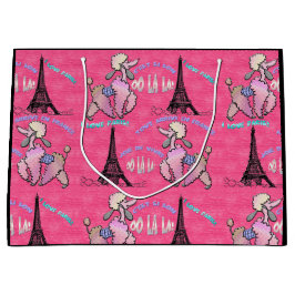 Bolsa De Regalo Grande Glamoroso caniche en París sobre el rosa de las fr