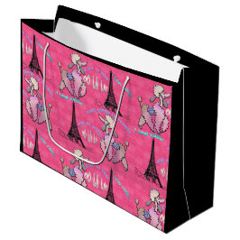 Bolsa De Regalo Grande Glamoroso caniche en París sobre el rosa de las fr