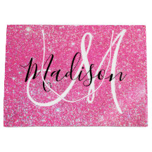 Glamour Femenino Rosa Brillante Purpurina Monogram