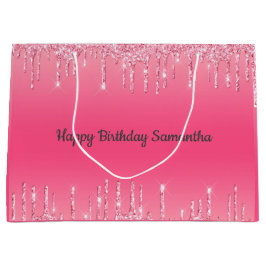 Bolsa De Regalo Grande Glitter Brillante Rosa Chic Moderno Femenino