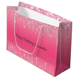 Bolsa De Regalo Grande Glitter Brillante Rosa Chic Moderno Femenino