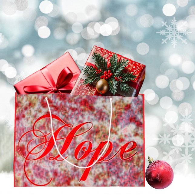 Bolsa De Regalo Grande Glitz in Peppermint  (Crushed peppermint candy, and holiday greeting, conveys a nostalgic vision of Christmas!)