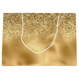 Bolsa De Regalo Grande Glitzy Gold Glam Purpurina Sparkle    