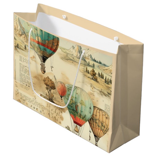 Bolsa De Regalo Grande Globo de aire caliente de época en un paisaje sere (Angulo Anverso)