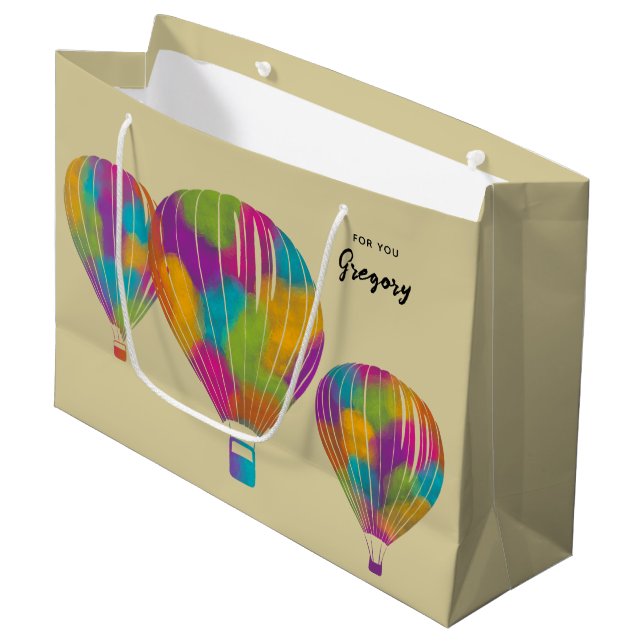 Bolsa De Regalo Grande Globos de aire caliente pintados con arcoiris pers (Angulo Anverso)