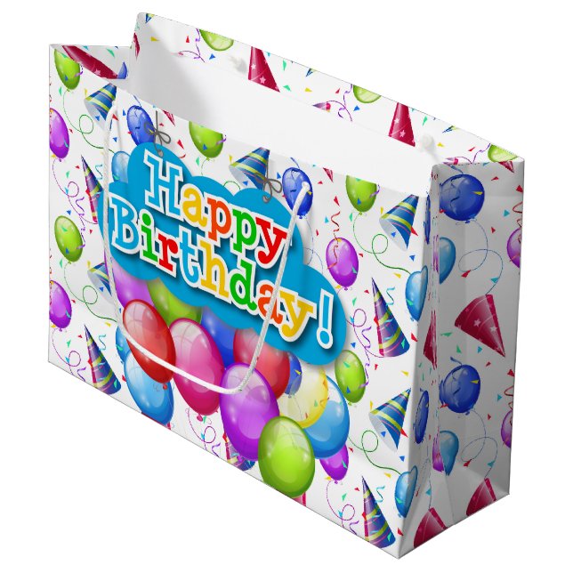 Bolsa De Regalo Grande Globos de Cumpleaños  (Angulo Anverso)