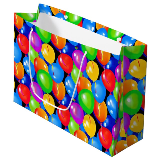Bolsa De Regalo Grande Globos de cumpleaños coloridos (Angulo Anverso)