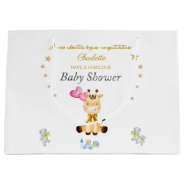 Bolsa De Regalo Grande Globos de jirafa bebé con nombre personalizado par